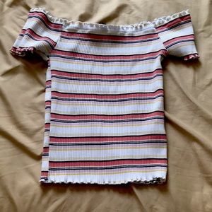 Off the shoulder striped top